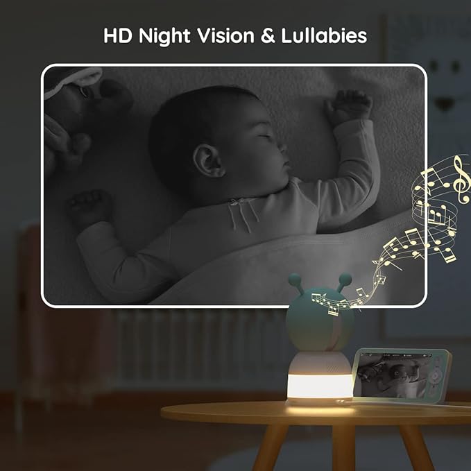 BOIFUN Additional Baby Camera Specifically Compatible with Baby 6T Video Baby Monitor, 360° Camera with Night Light, Auto Tracking, AI Motion & Sound Detection, Two-Way Audio, with Wall Mount Base