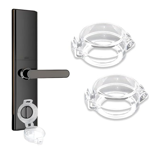 2 Pack Deadbolt Child Safety Lock Cover - Child Proof Deadbolt Cover & Door Knob Protector, Deadbolt Lock Cover for Kids, Prevents Accidental Locking (Fits Standard Locks) (Transparent)