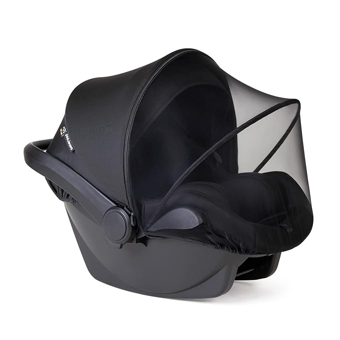 Beberoad Love 2-in-1 Car Seat Canopy - Universal Baby Car Seat Cover with Sunshade & Mesh Protection, 2-Way Zipper for Easy Access (Black)