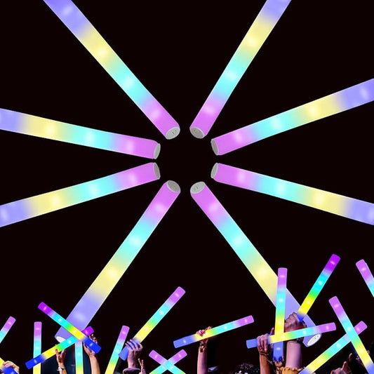 48-Count Foam Glow Sticks Party Pack - 4 Colors, Steady Bright Light Up Sticks for Weddings, Birthdays, Christmas, Halloween | Foam Glow Sticks Bulk Reusable, 6-Hr Glow, Eco-Friendly Foam