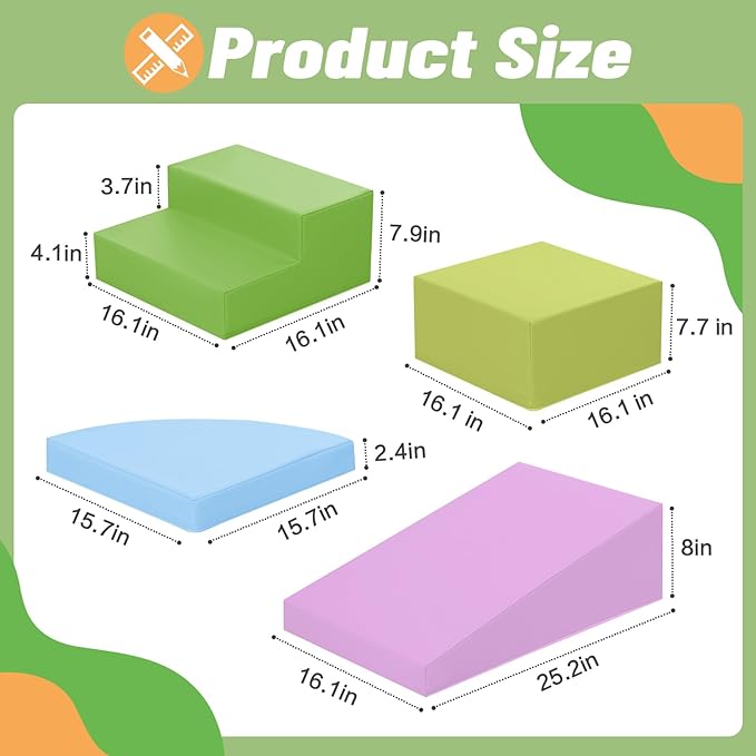 6-Piece Foam Climbing Blocks for Toddlers: Baby Foam Climbing Gym PU Leather Colorful Indoor Toy Building Blocks