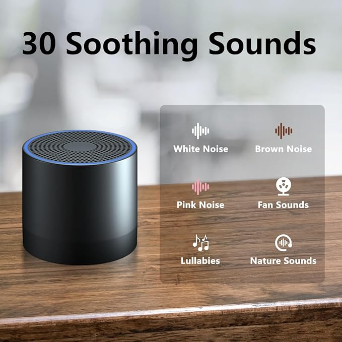 Portable Sound Machine Mini White Noise Machine with 30 Soothing Sounds for Newborn Kids Adults Rechargeable Sleep Brown Noise Machine with 4 Timers Memory Function for Travel Camping Home and Office