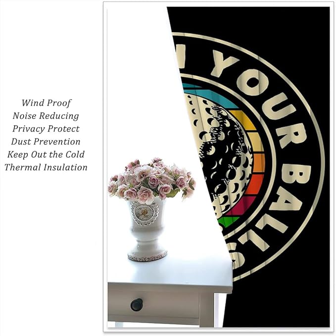 Golf Blackout Curtains for Boy Girl Room Darkening Decor,Sport Theme and White Motto Dark Background Bedroom Living Room Home Rod Pocket Thermal Insulated Window Curtain/Drapes Panel,63x63 Inch…