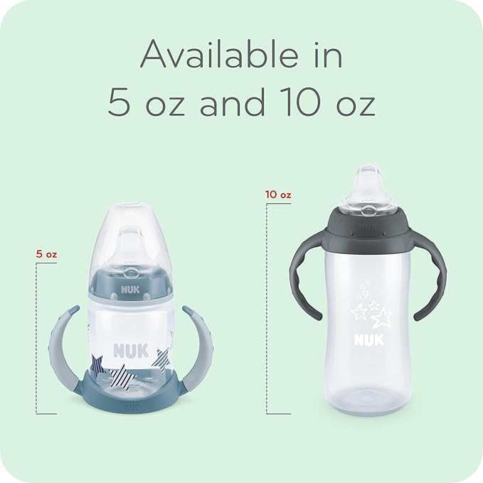 NUK Learner Cup, 10 oz, 8+ Months, 2 Count – BPA Free, Spill Proof Sippy Cup