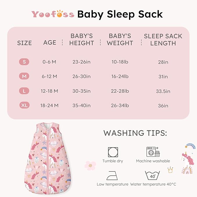 Yoofoss Baby Sleep Sack 0-6 Months, 1.5 Tog Baby Wearable Blanket with 2-Way Zipper, 100% Cotton Organic Fabric Winter Infant Sleeping Sack, Warm Soft Comfy