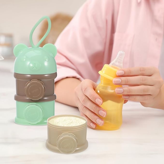 IMIKEYA Stackable Formula Dispenser - 4-Layer Milk Powder Container for Travel Light Green