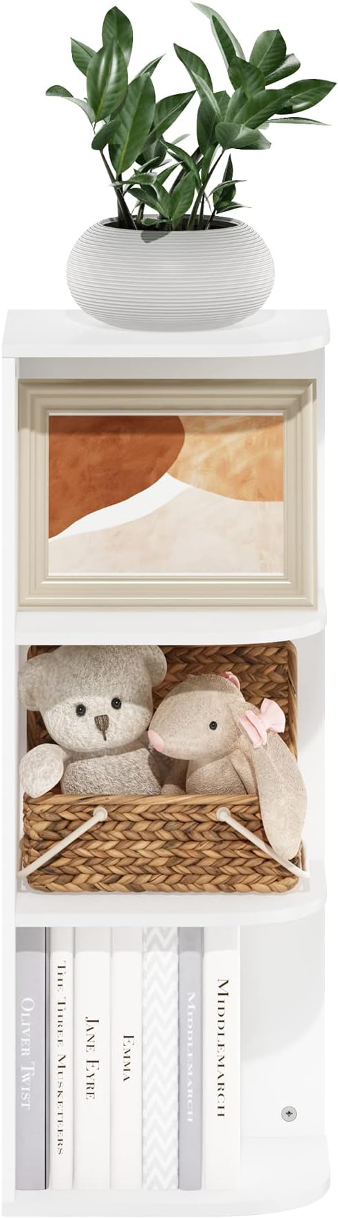 Furinno Pasir 3-Tier Corner Open Shelf Bookcase, White