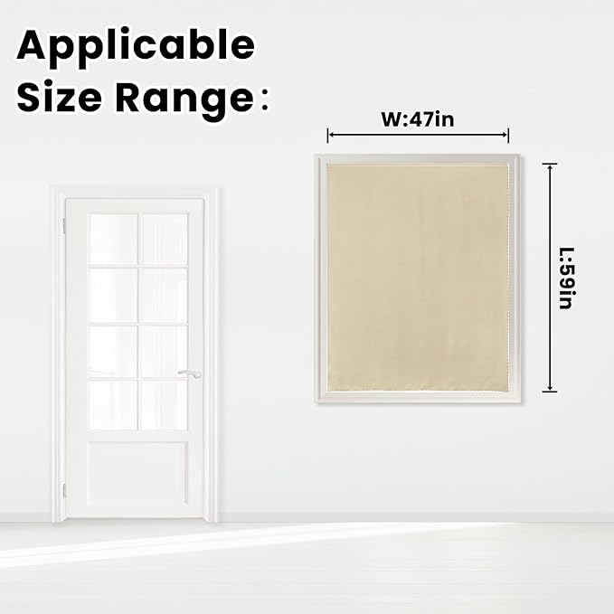 Self Adhesive Portable Blackout Curtains for Bedroom Easy to Install Window Thermal Lnsulated Kitchen Room Darkening Small Window Curtains, Cortinas Para Cuarto, 47"W X 59"L, Beige, 1 Panel