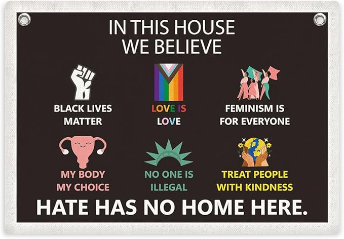 Pride Flag, Pride Banner, Love is Love Wall Decor, Feminist Gay Pride Lesbian LGBTQ Wall Hanging, Be Kind Banner Flag, Rainbow Wall Flag Home Living Room Decor, Banner for Room