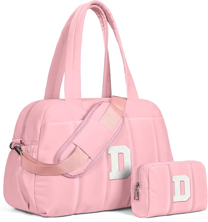 Gifts for Granddaughter, Duffle Bag for Travel, Weekender Bags for Women，Initial Overnight Bag with Wet Pocket，Lightweight Travel Bags Personalized Gym Tote with Makeup Pouch