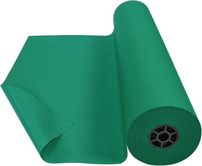 Colorations Arts and Crafts Paper Roll - 36" x 1000', Holiday Green, Dual Surface, Markers, Finger Paints, Painting, Watercolors, Acrylic Paints, Wall Art, Bulletin Board Paper, Crafts (Item # DSHG)