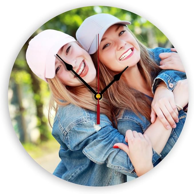 Generic Custom Clocks for Walls Personalized Picture Hanging Time Clocks Silent Non Ticking Round Decoration for Kitchen Family Friends Gifts, 10inch-25cm