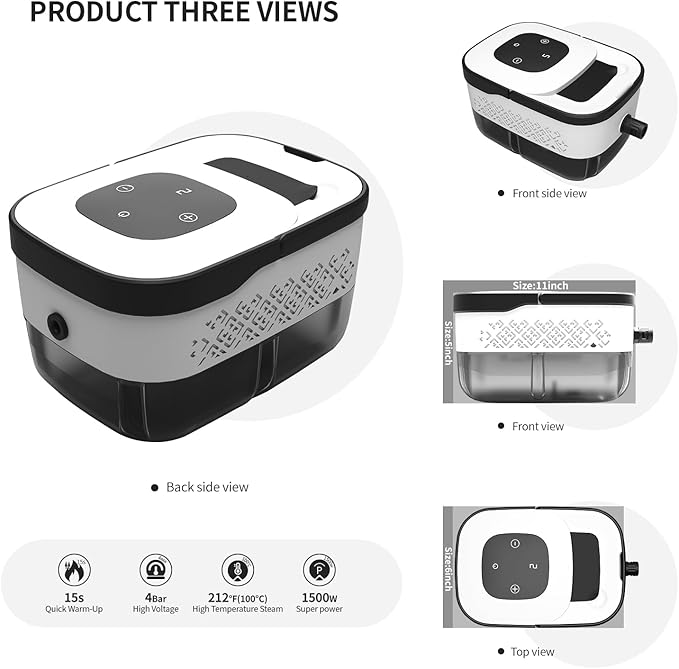 Handheld Pressurized Steam Cleaner. 4Bar for Home, Kitchen, Bathroom, 15s Heat-Up, 6 Adjustable Levels, Large 42.27oz Tank, Portable Steamer for Tile, Grout, Floor, Shower, Walls with 12 Accessories