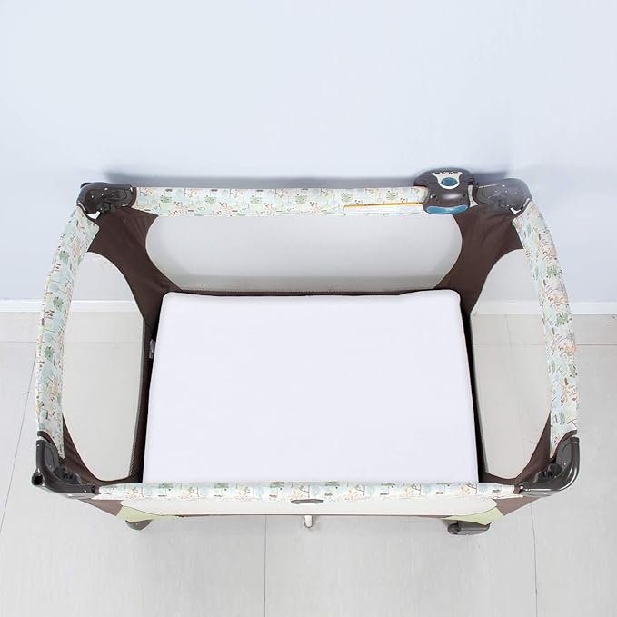 4-Pack Fitted Pack and Play Sheets for Boys and Girls - Breathable, Soft Microfiber Baby Sheets in Grey and White