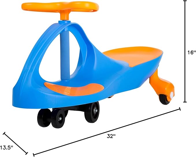 Wiggle Car Ride on Toy - Easy-to-Use Kid Car for Ages 3 Years and Up with No Batteries, Gears, or Pedals by Lil Rider (Blue/Orange), Large,Yellow / Black