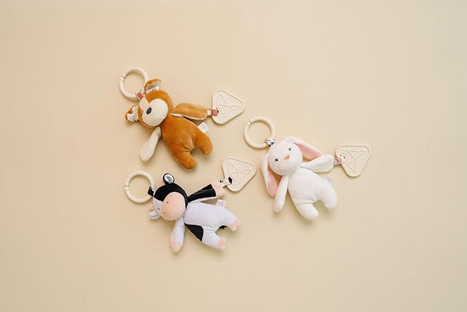 Copper Pearl On-The-Go Plush: Clip On Baby Toys for Travel, Soft Puppy Stuffed Animal with Teether for Sensory Development - Pepper Puppy