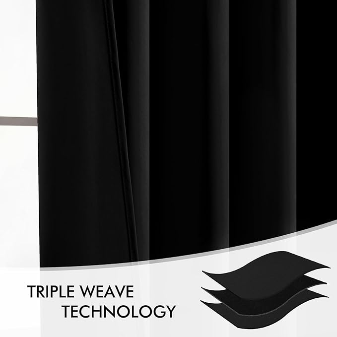 MIULEE Back Tab Blackout Curtains 84 Inch Length 2 Panels Set for Living Room Bedroom, Halloween Black Rod Pocket/Pinch Pleated Thermal Insulated Room Darkening Light Blocking Curtains 84 Inches Long