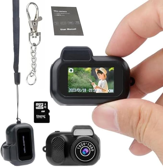 Keychain Camera, World's Smallest 1080P Hd Mini Camera llavero,Keychain Photo/Video Camera, Retro Portable Mini，100 Mins Battery Life, for Students, Kids (128)
