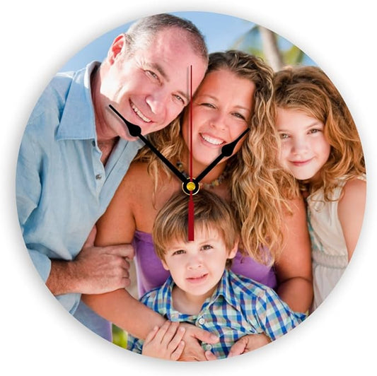 Generic Custom Clocks for Walls Personalized Picture Hanging Time Clocks That PVC Customized Round Silent Clock for Living Room Wedding Friend Family Lover, 12inch-30cm