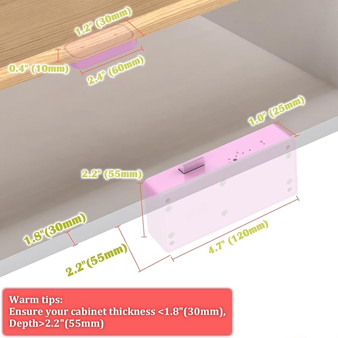 Eseesmart Smart Cabinet Lock, Hidden RFID Electronic Bluetooth Drawer Locks, Baby Proofing Child Safety Cabinet Locks for Liquor Cabinet Locker Drawer Cupboard Desk Dresser Adults