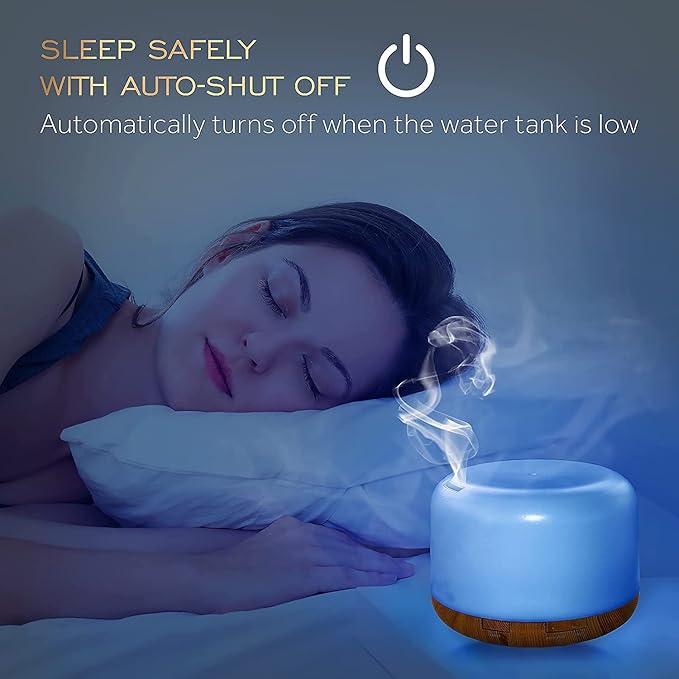 Oil Diffuser Humidifier 300ML,Electric Ultrasonic Air Aroma Diffusers Vaporizer,Scent Mist Defuser with Remote,Auto-Off,7led Color Changing Light for Large Bed Room,Home,Office