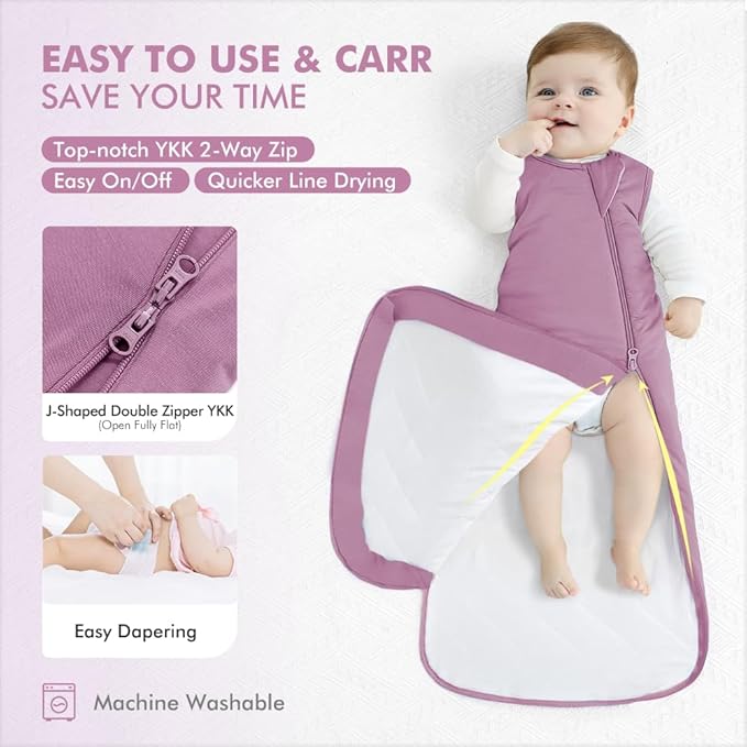 HAPIU Unisex Rayon Made from Bamboo Baby Sleep Sack TOG 1.0, 2-Way Zipper YKK, Wearable Blanket Baby