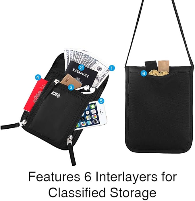 Travel Pouch Neck Wallet Family Passport Holder Organizer Case with RFID Blocking