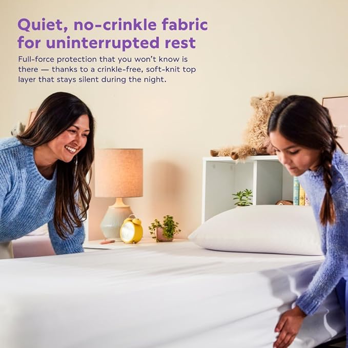 Purple Deep Pocket Waterproof Mattress Protector - Split King Size, Fits Mattresses 15.5" - 20" - Durable Protection with Comfort-First Design for All Mattress Types