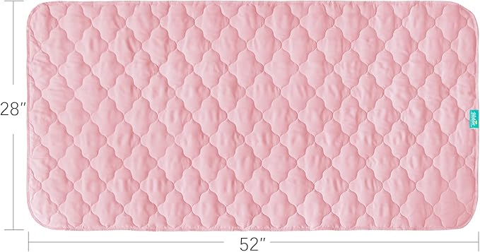 Waterproof Crib Mattress Protector Pad Cover 28" x 52", Anti Slip & Absorbent Waterproof Bed Pads for Standard Crib/Toddler Bed Quilted Machine Washable (Quilted Improved Thickness) Pink