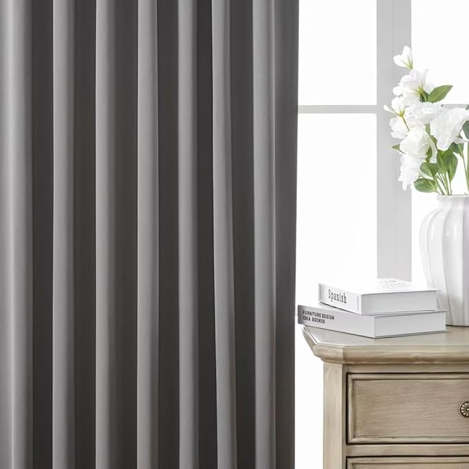 Joydeco Blackout Curtains 84 Inch Length 2 Panels Set, Thermal Insulated Black Out Curtains for Bedroom, Room Darkening Drapes for Living Room Window (W37 x L84 Inch, Light Grey)