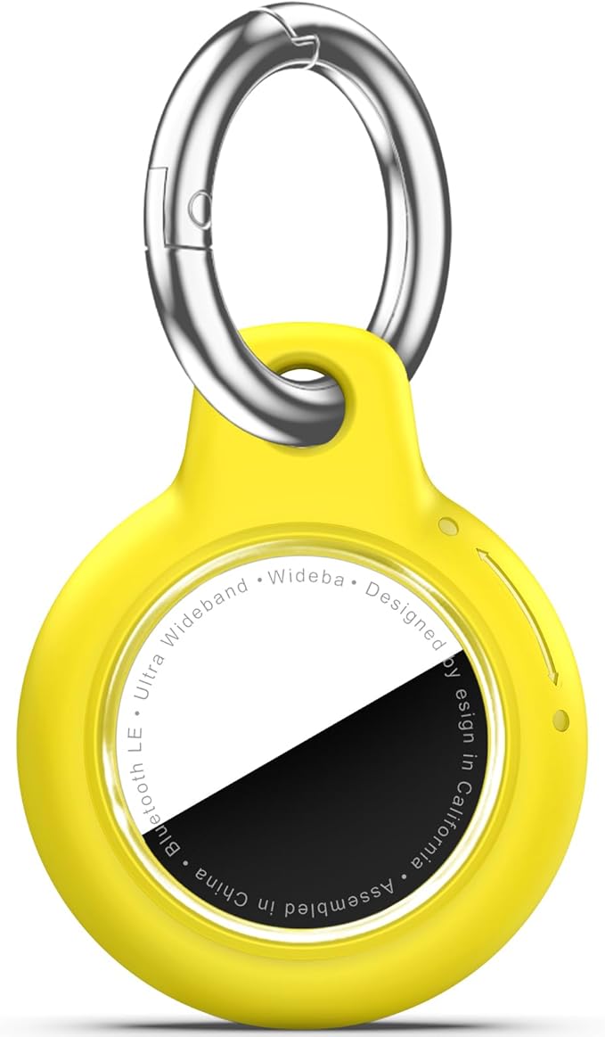 Upgrade Waterproof Airtags Holder with Apple Airtags Keychain, Hard PC Air Tag Case, Anti-Scratch & Shock Air tag Holder,Men's Women's Keyrings & Keychains, for Dog,Car Key,Luggage -Yellow