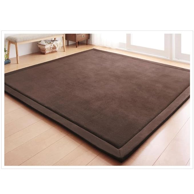 Loartee Coral Velvet Crawling Rugs Area Rugs Play Mat (6'8"x9'8", Coffee) for Toddler Children Yoga Exercise Pads Carpet