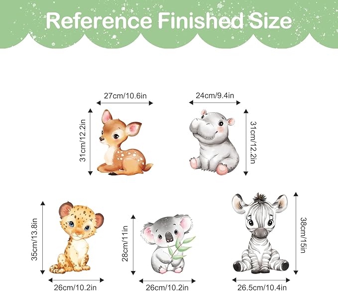 Tanlaby Jungle Animals Wall Stickers Cartoon Woodland Animal Wall Decals Zebra Forest Peel and Stick Art Sticker for Baby Nursery Kids Bedroom Playroom Daycare Classroom Decor