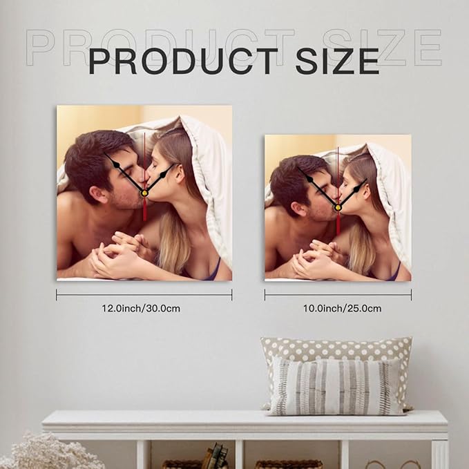 Generic Custom Clocks for Walls Personalized Clocks with Photo Text Logo That PVC Customized Round Silent Clock for Living Room Creative, 12inch-30cm