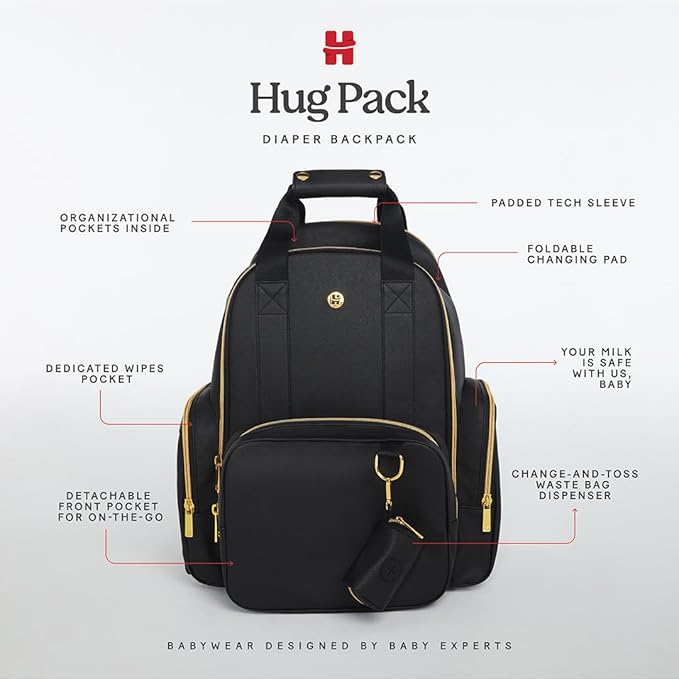 Huggies Signature Hug Pack Diaper Backpack, Black, O/S