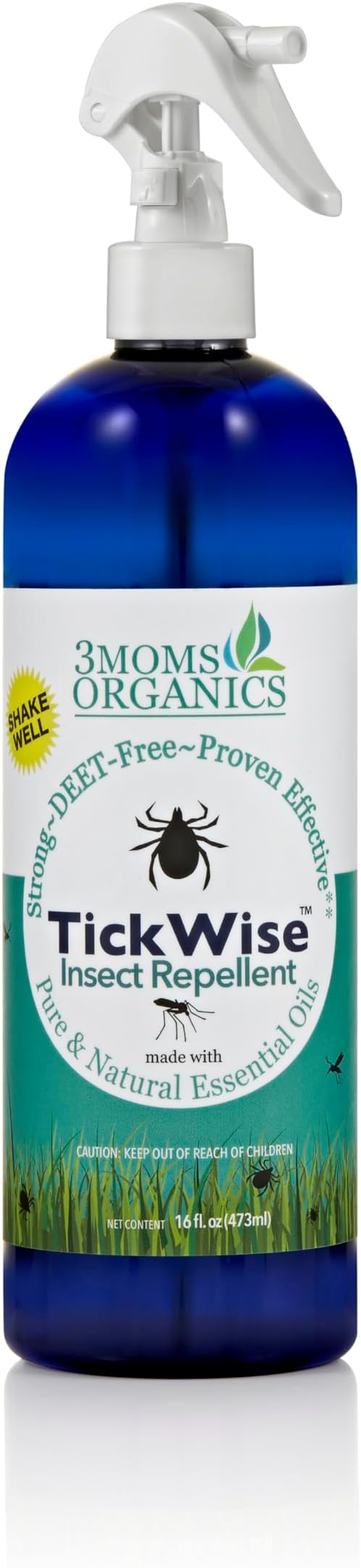 3 Moms Organics TickWise | 16oz Extra Strength, DEET- Free, Tick and Insect Repellent | Plant Based Essential Oils and All Natural Ingredients | Safe for Kids, Adults, Dogs and Horses