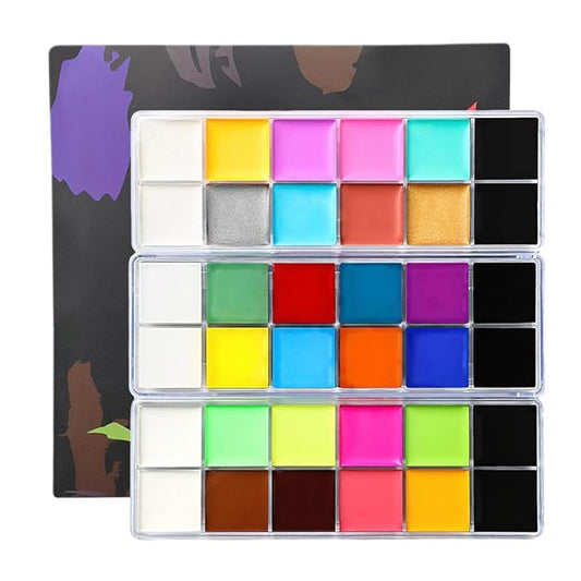 Face Body Paint Oil Palette - Professional Safe Non Toxic Halloween Makeup Painting Kit for Kids & Adults, Flash Colors for Party, Cosplay, SFX, Tattoo, Fancy Dress & Stage Makeup