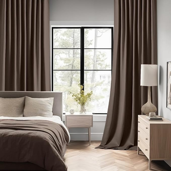 MIULEE Chocolate Brown Back Tab Blackout Curtains 72 Inches Long 2 Panels Set for Living Room Bedroom Privacy, Rod Pocket/Pinch Pleat Thermal Insulated Room Darkening Pleated Light Blocking Drapes