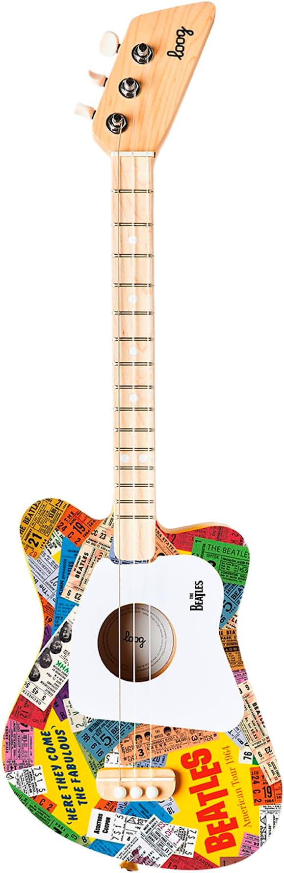 Beatles + Loog Mini Acoustic Guitar for Kids Toddler Children Ages 3+ (American Tour)