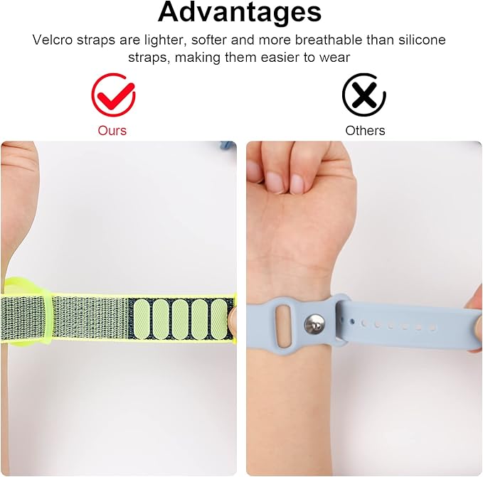 Kids Wristband Compatible with Apple AirTag, Protective Case for Air Tag GPS Tracker Holder with Nylon Bracelet, Adjustable Anti Lost Watch Band for Toddler Child Elder(Yellow)