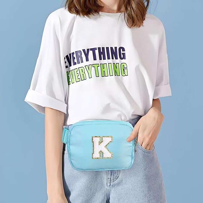 YOOLIFE Gifts for Girls - Crossbody Bag for Kids, Personalized Communion & Birthday Gifts, Blue Initial Belt Bag
