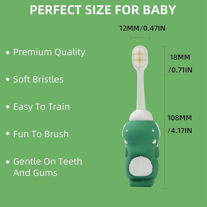Neverfade Dinosaur Kids Toothbrush - Extra Soft Wide Head Toothbrush Tor Baby, 0.08mm Soft Filament Toddler Toothbrush for Kids 2-4,Make Brushing Fun and Protect Kids Delicate(Pink)