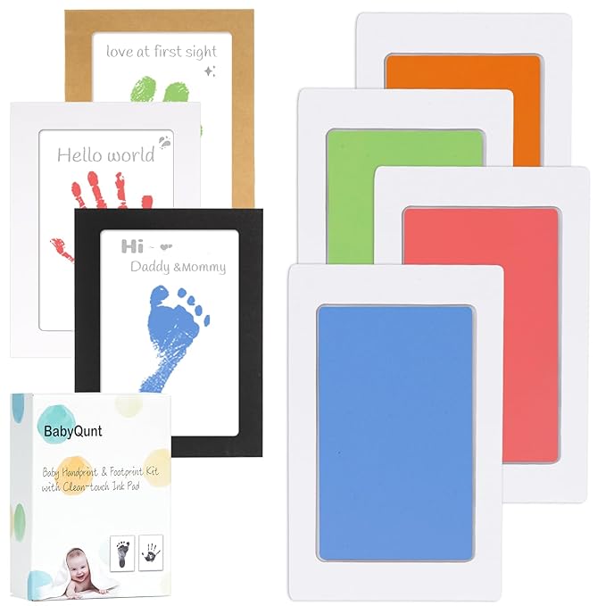 Inkless Baby Hand and Footprint Kit,Clean-Touch Ink Pad Kit,Safe No Mess Printing Infant Hand Foot Stamp,4 Pack Newborn Inkless Print Pads Best Keepsake or Gifts for Family