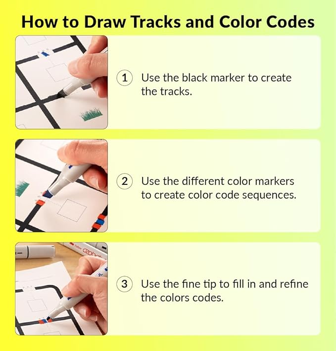 Color Coding Markers: Color Variety for Creative STEM Education, Ideal for Classroom & Home, Enhances Problem-Solving & Critical Thinking Skills, Suitable for Ages 6+, Dual-Sided, 5-Pack