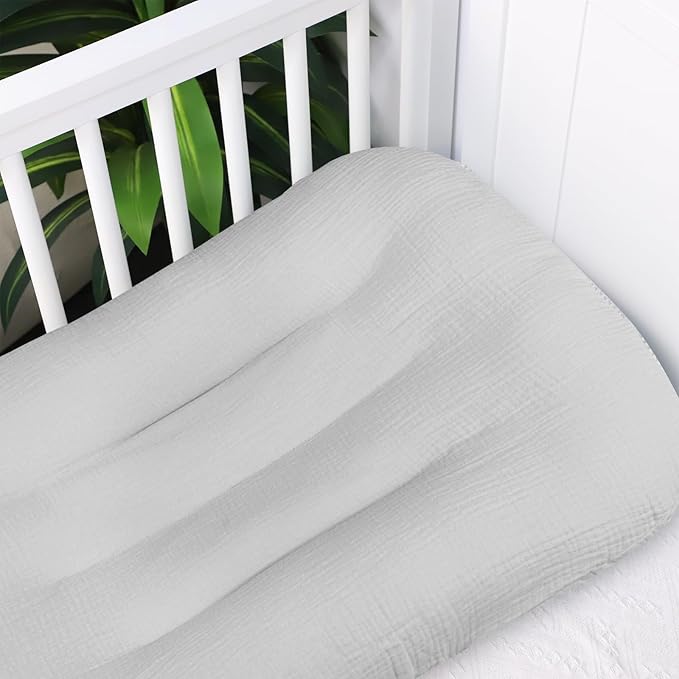 Hooyax Muslin Baby Lounger Cover Soft Organic Cotton Slipcover Fits Newborn Lounger for Baby Boys and Girls (Light Gray)