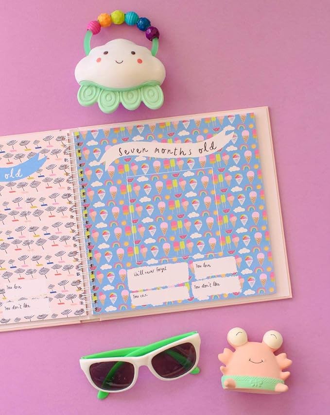 Lucy Darling Little Beach Babe Baby Memory Book – First 5 Years Journal & Photo Album, Baby Girl Keepsake, Unique Scrapbook Album, Mom Gift