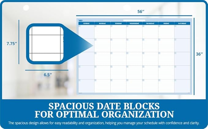 30-Day Horizontal Dry-wet erasable Wall Calendar 38" x 58" Sunday -Saturday