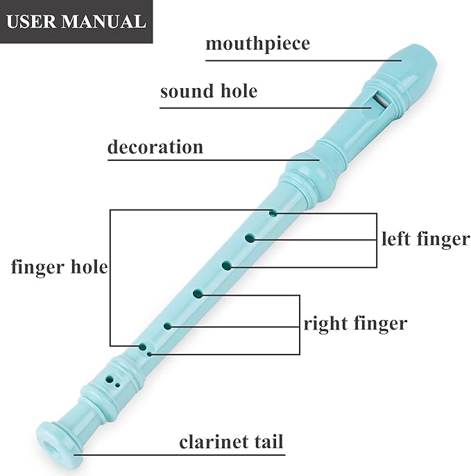 Recorder Instrument for Beginner Adults,8-Hole Soprano Descant Recorder Music Flute with with Cleaning Rod & Leather Case For Home Entertainment(2-Blue Green Splash-ink)