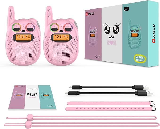 Walkie Talkies for Kids Rechargeable, Toys for 3+ Years Old Kids Walkie Talkies Rechargeable, Up to 2 Mile 2 Way Radio Birthday Toys for Girls And Boys, Pink