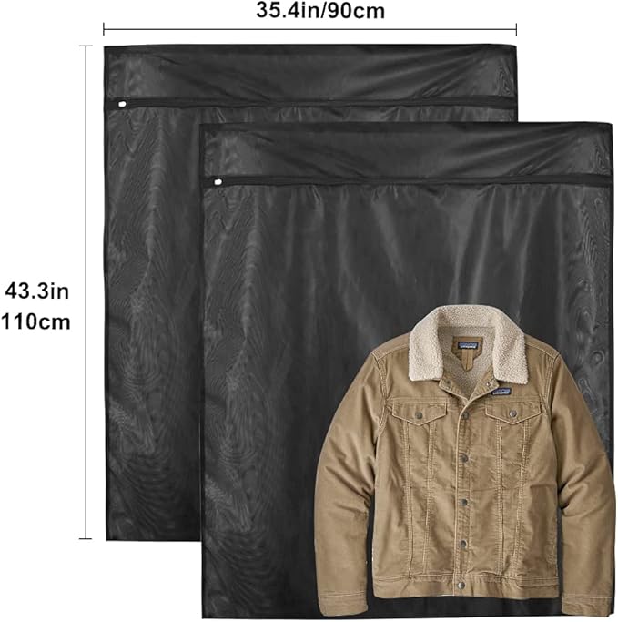 2Pcs Extra Large Mesh Laundry Bags for Washing Machine - Ideal for Delicates, Blankets, Sheets, Bedding, Toys, Pet Items - Zippered Mesh Bags for Travel, Storage, Dorms, Home (43 x 35 Inches)